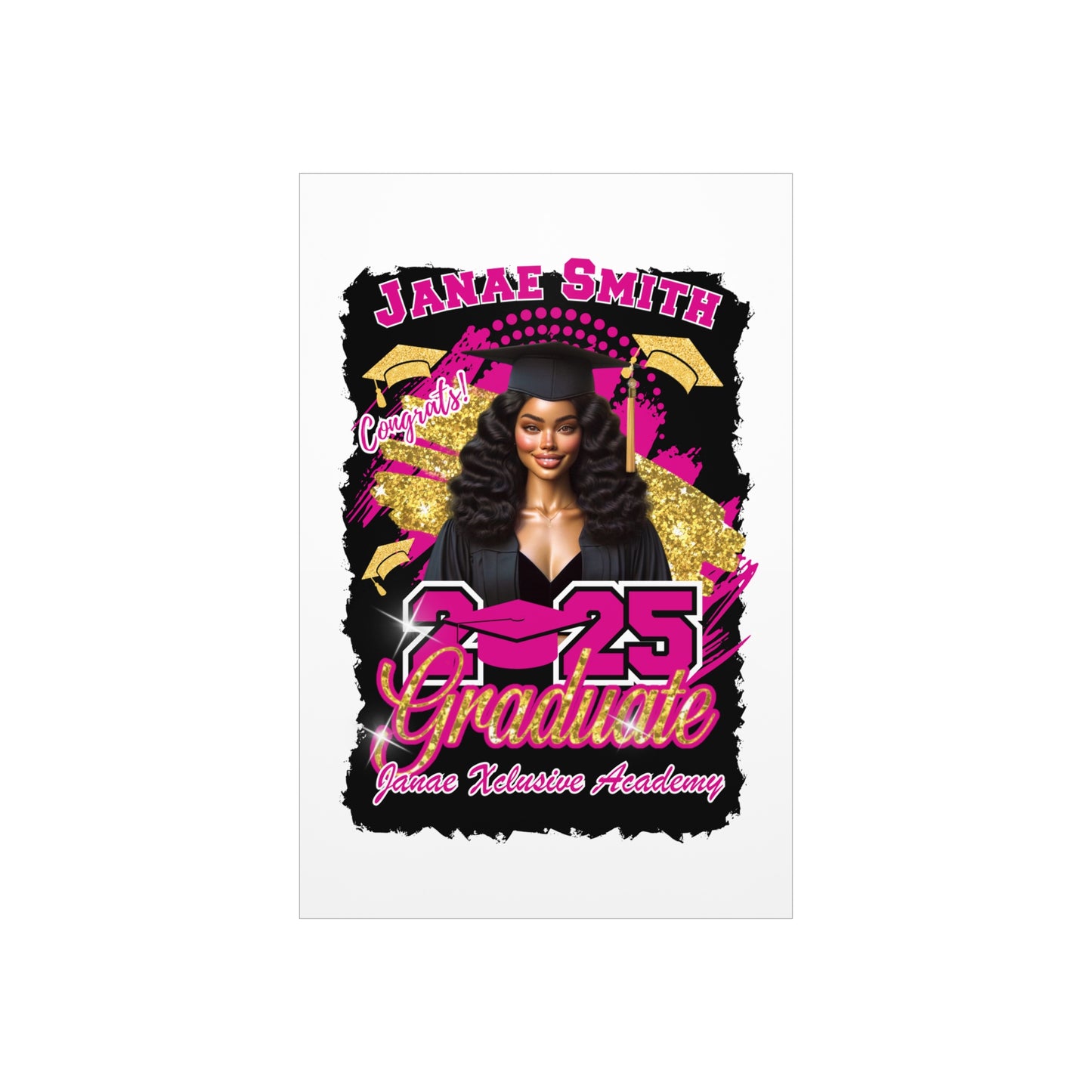 Hot Pink/Gold Graduation Foam Board - 2025 Congrats Graduate Decoration