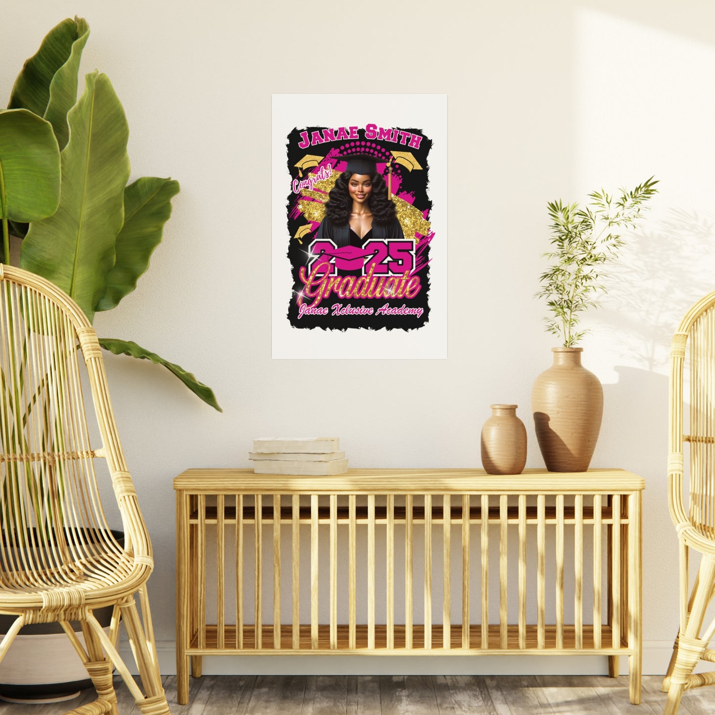 Hot Pink/Gold Graduation Foam Board - 2025 Congrats Graduate Decoration