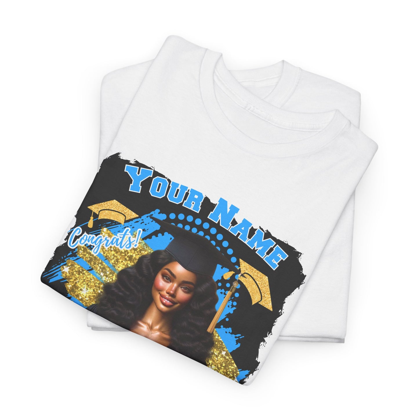 Baby Boy Blue/Gold - Customizable Graduate 2025 Unisex Heavy Cotton Tee