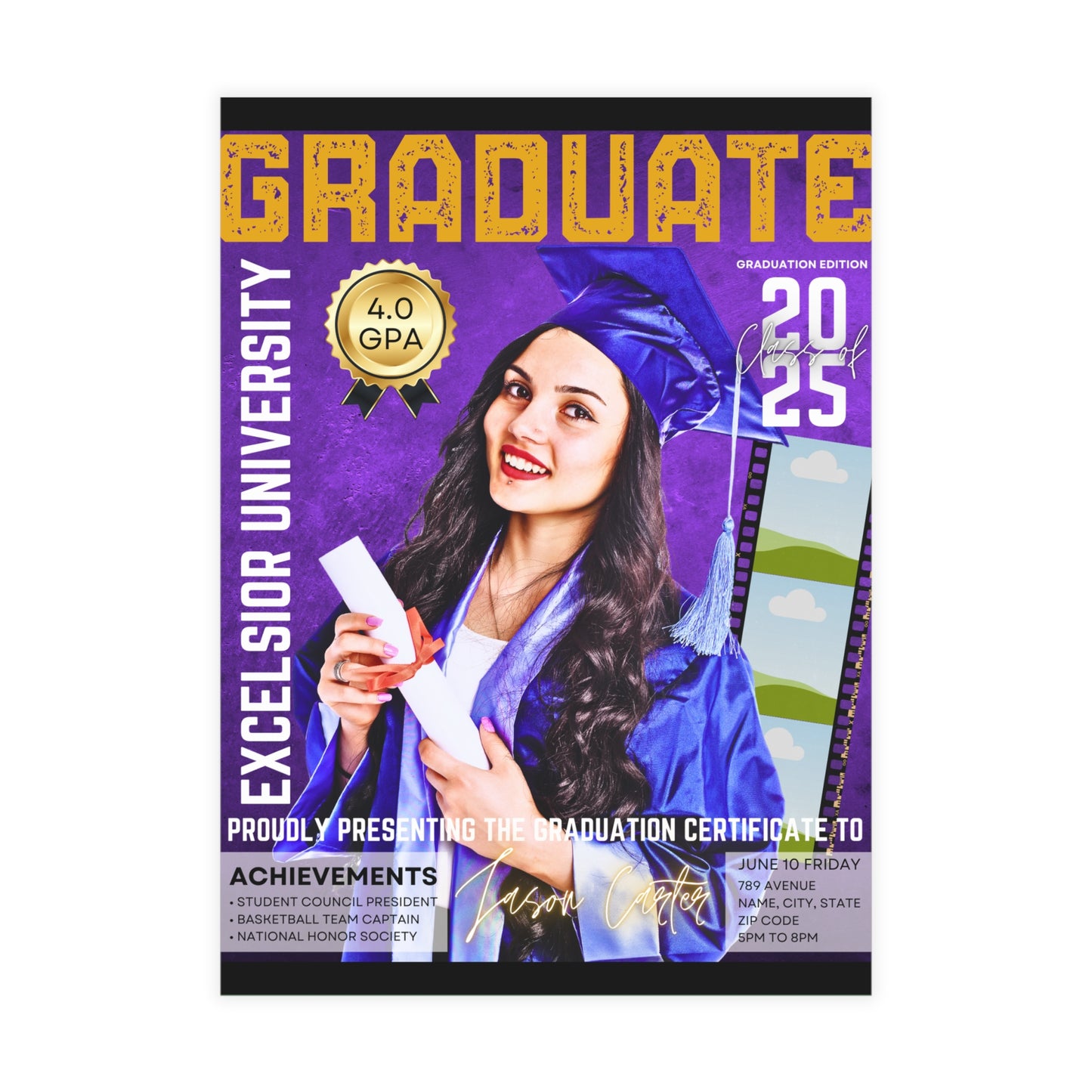 Magazine Cover Graduation Invitation Bundle - Class of 2025 Celebratory Cards #9MI