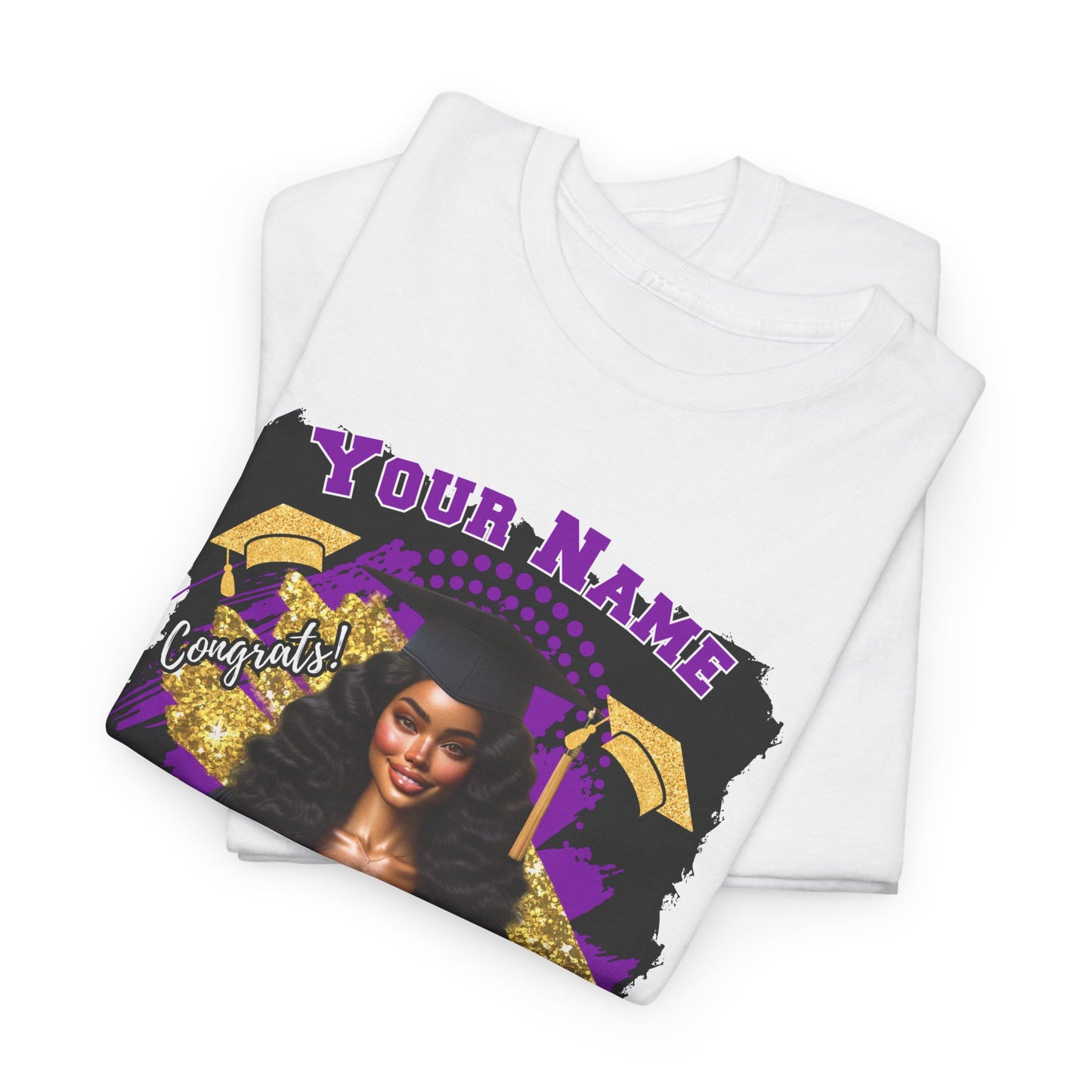 Purple/Gold - Customizable Graduate 2025 Unisex Heavy Cotton Tee