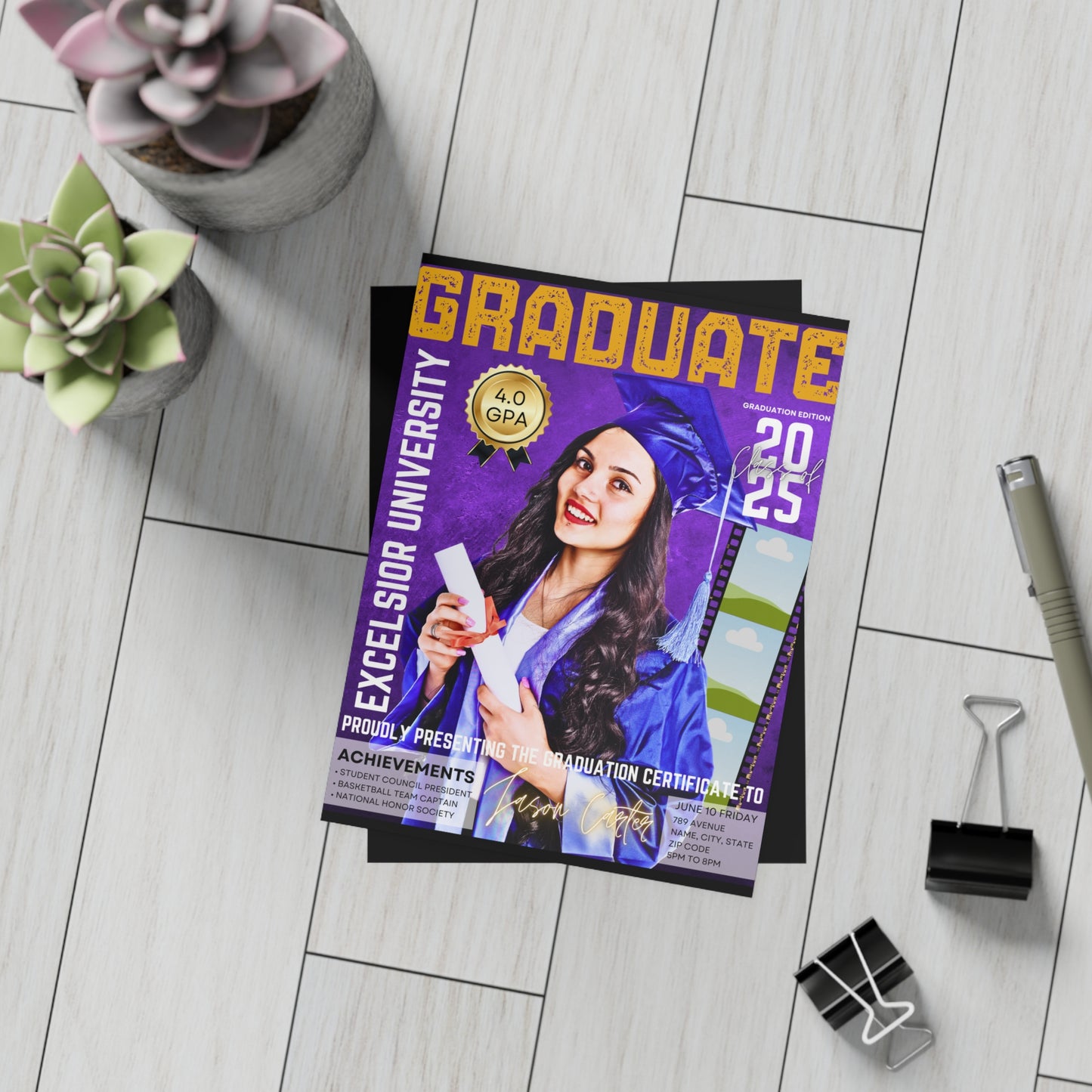 Magazine Cover Graduation Invitation Bundle - Class of 2025 Celebratory Cards #9MI