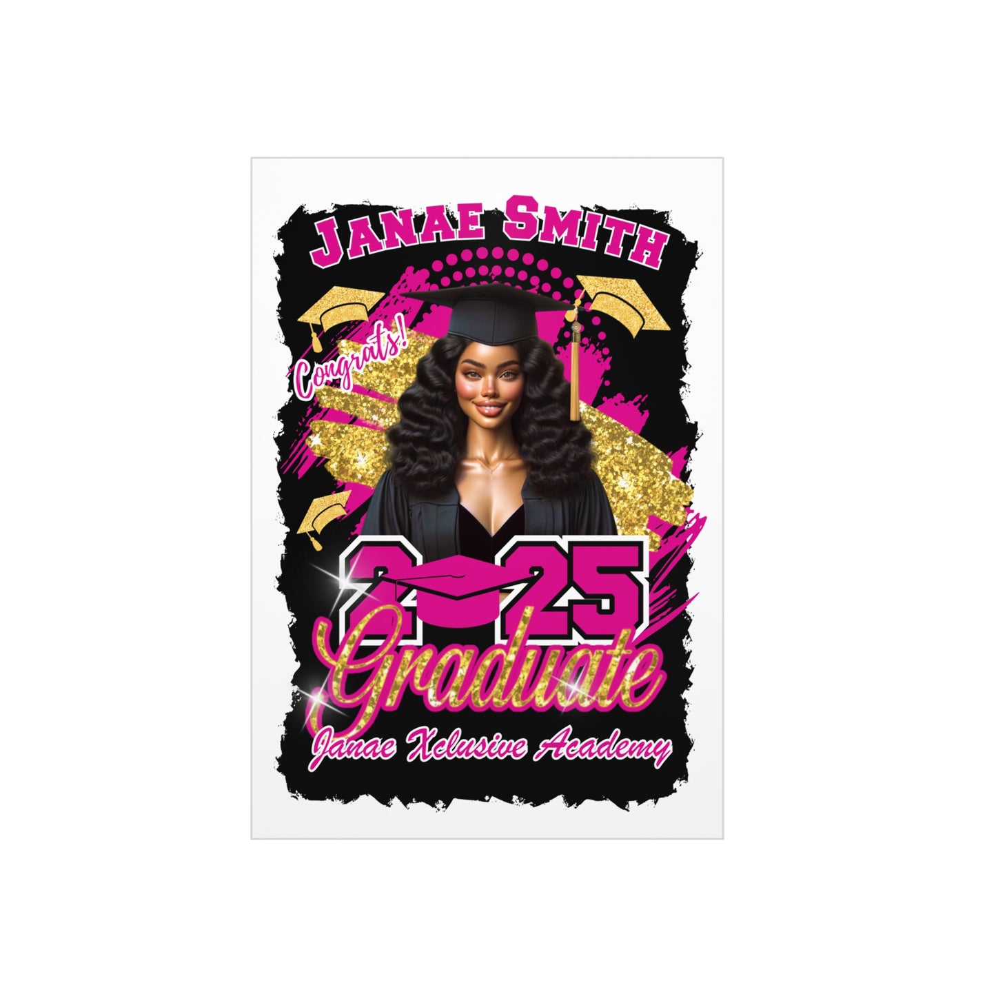 Hot Pink/Gold Graduation Foam Board - 2025 Congrats Graduate Decoration