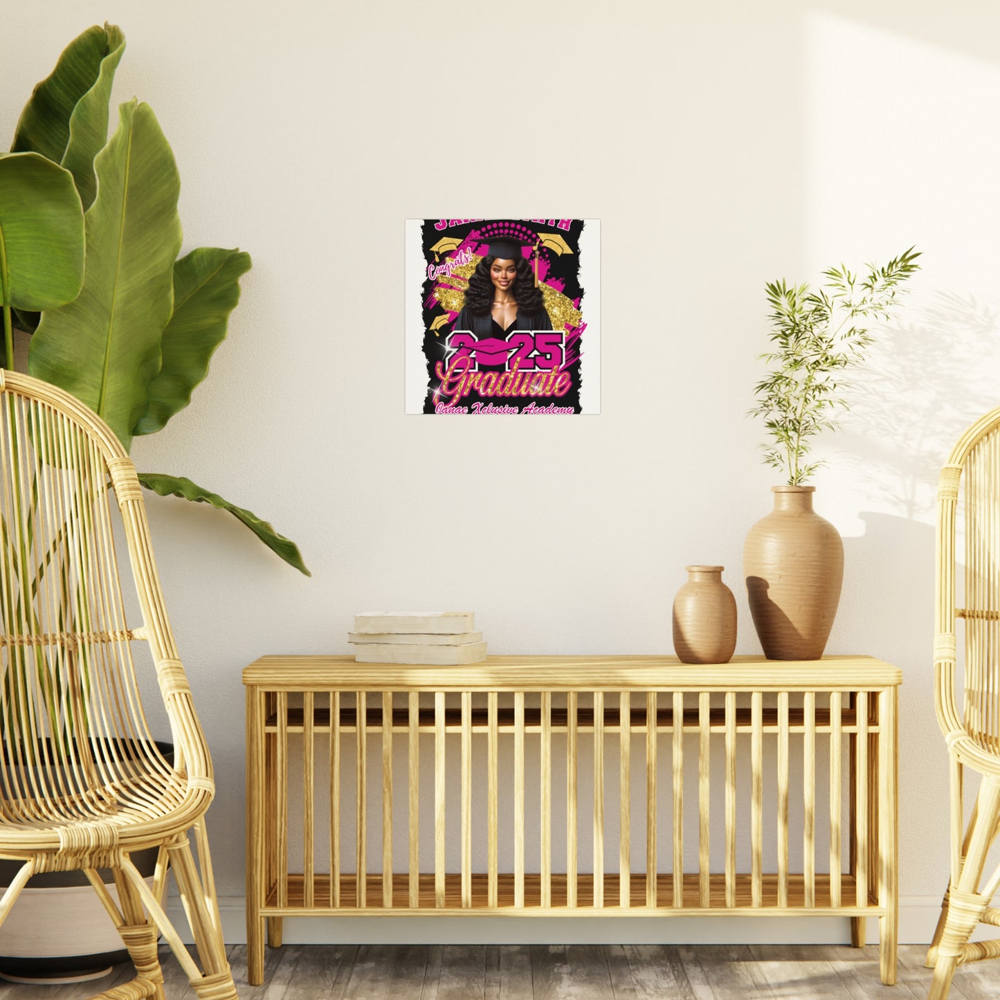 Hot Pink/Gold Graduation Foam Board - 2025 Congrats Graduate Decoration