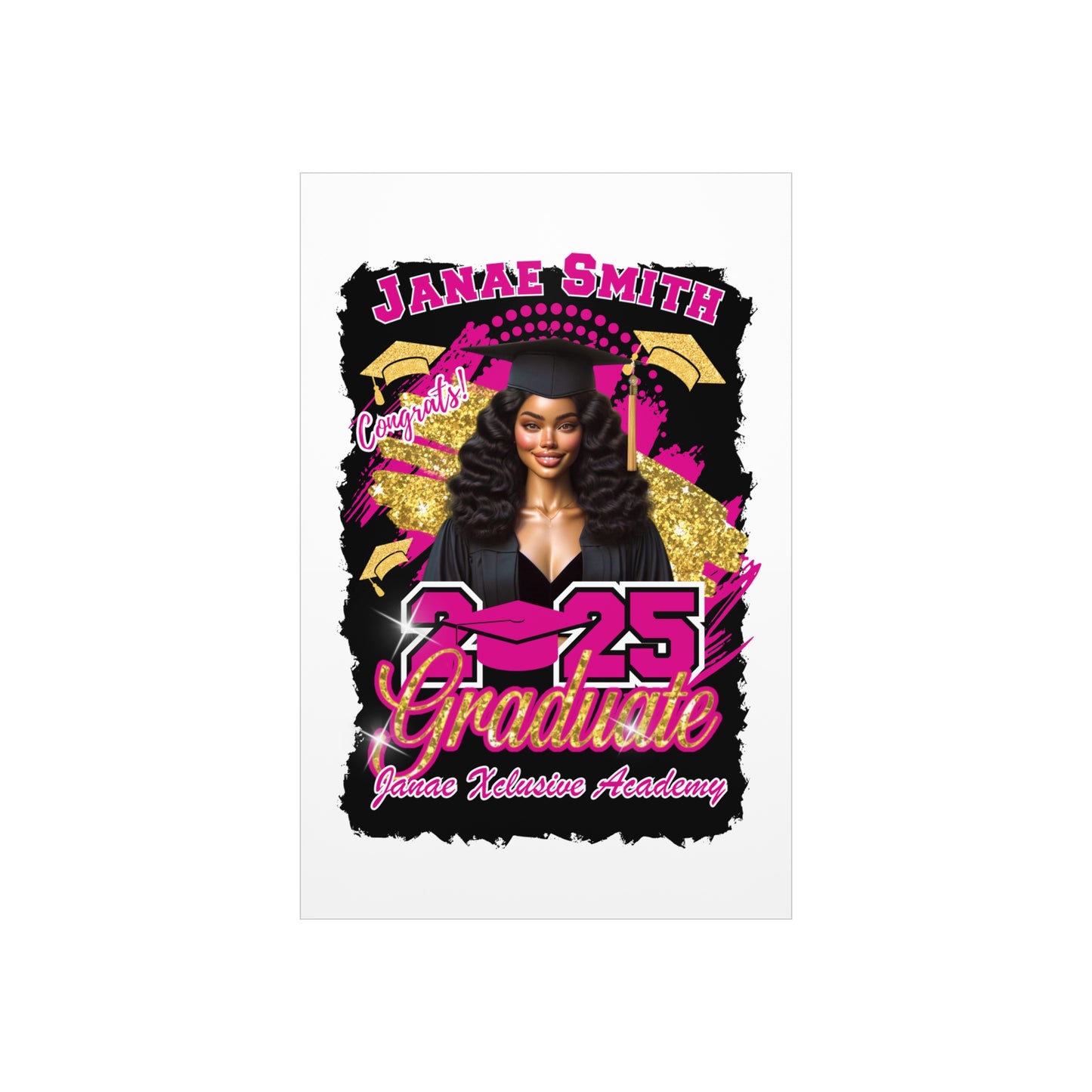 Hot Pink/Gold Graduation Foam Board - 2025 Congrats Graduate Decoration