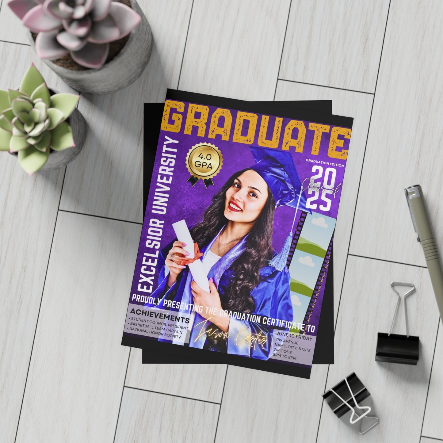 Magazine Cover Graduation Invitation Bundle - Class of 2025 Celebratory Cards #9MI