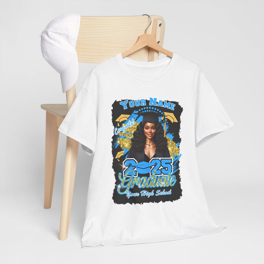 Baby Boy Blue/Gold - Customizable Graduate 2025 Unisex Heavy Cotton Tee