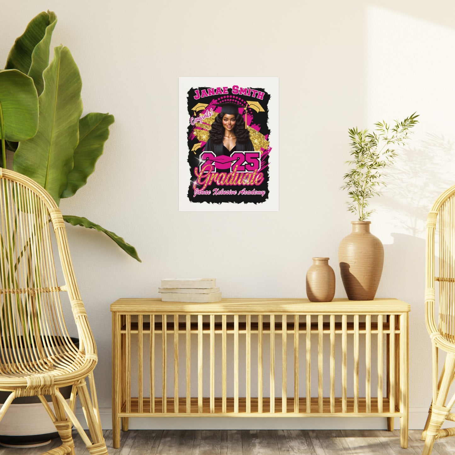 Hot Pink/Gold Graduation Foam Board - 2025 Congrats Graduate Decoration